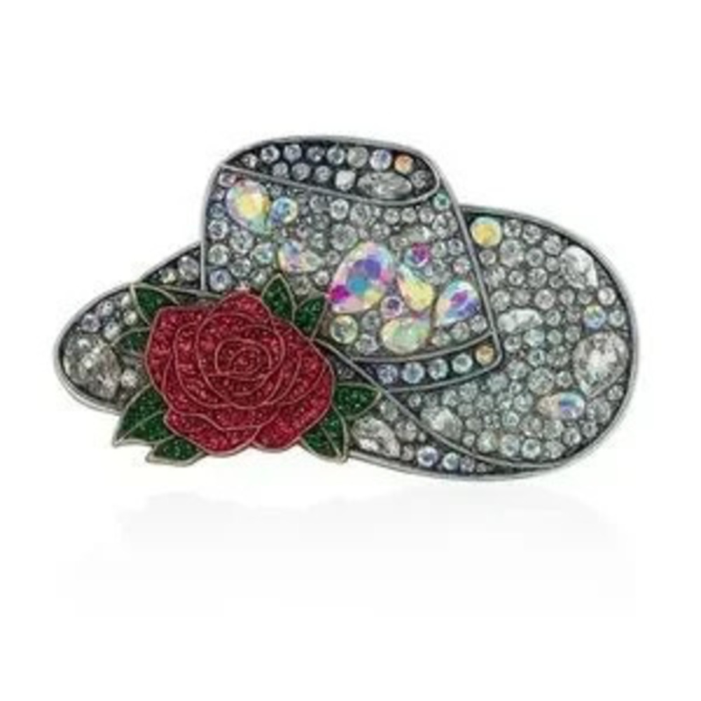 Crystal Rose Hat Brooch